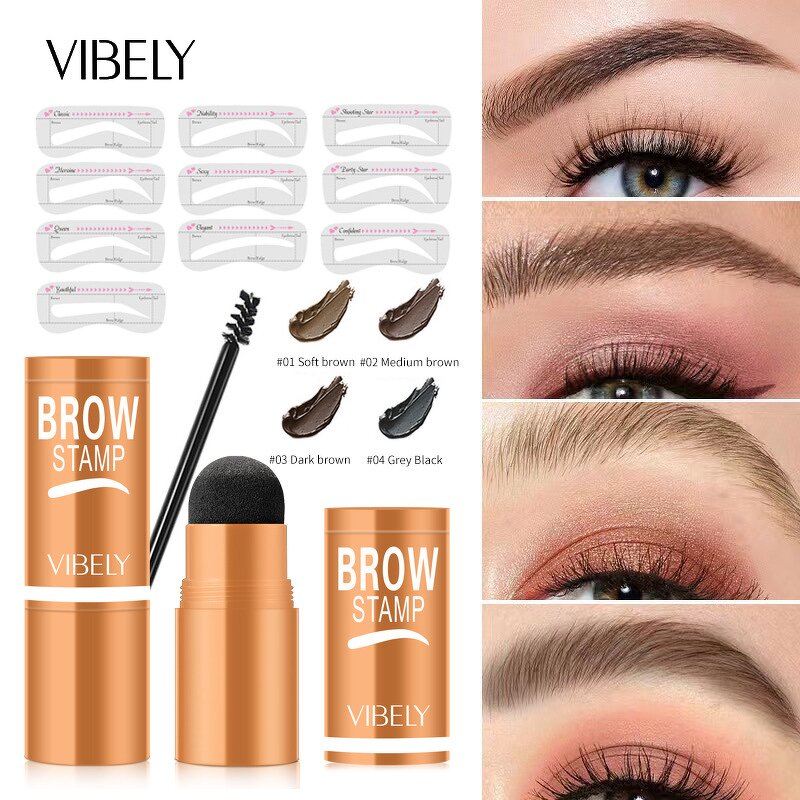 Eyebrow Powder Kit Manufacturer - Waterproof Vegan Brown Tinted Enhance 10 Brow Shapes Long Lasting Mineral
