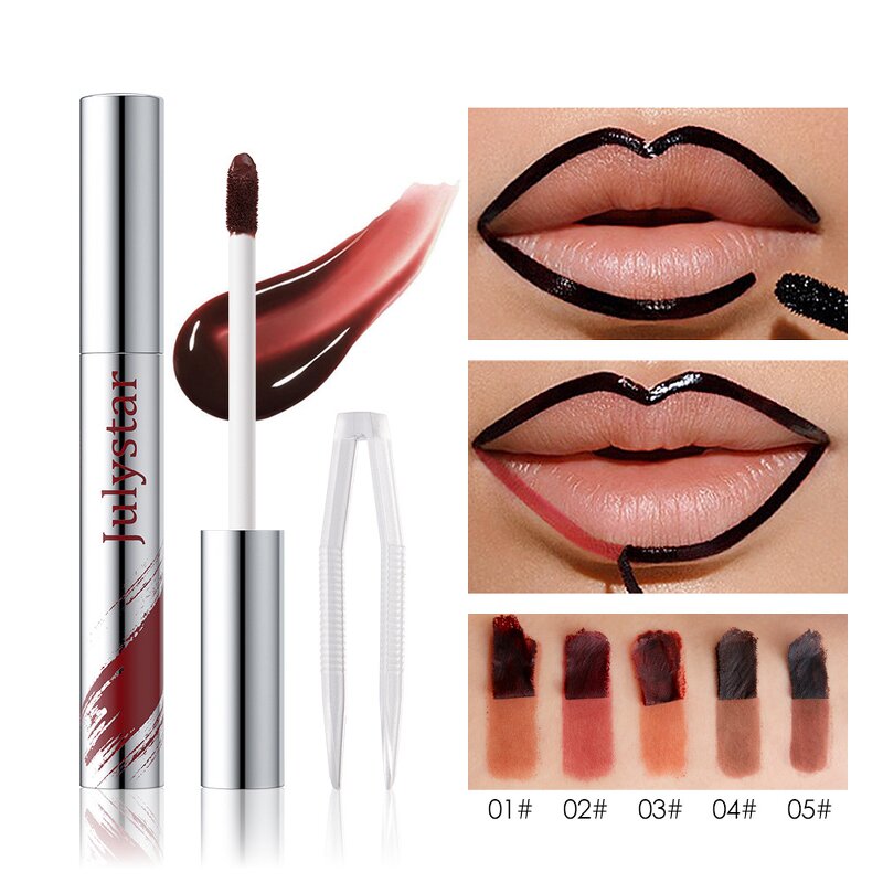 Lip Liner Manufacturer - Waterproof 5-Color Peel Tattoo Lasting Matte Lip Tint Black Brown Contour
