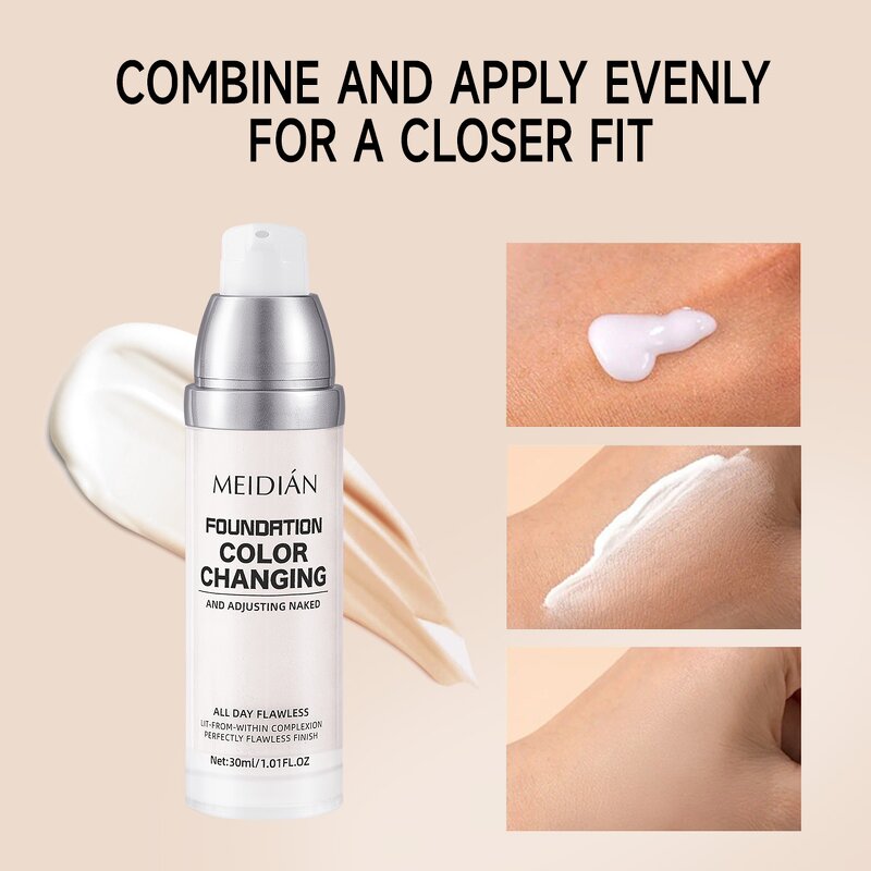 Liquid Foundation Manufacturer - MEIDIAN Waterproof Long Lasting Sunscreen Whitening 24H Coverage for Dark Skin