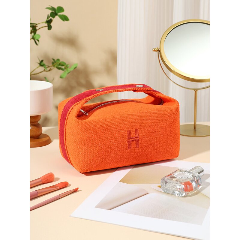 Makeup Bag Manufacturer - Custom Logo Portable Pink Canvas Light Weight Travel Organizer Pouch Toiletry