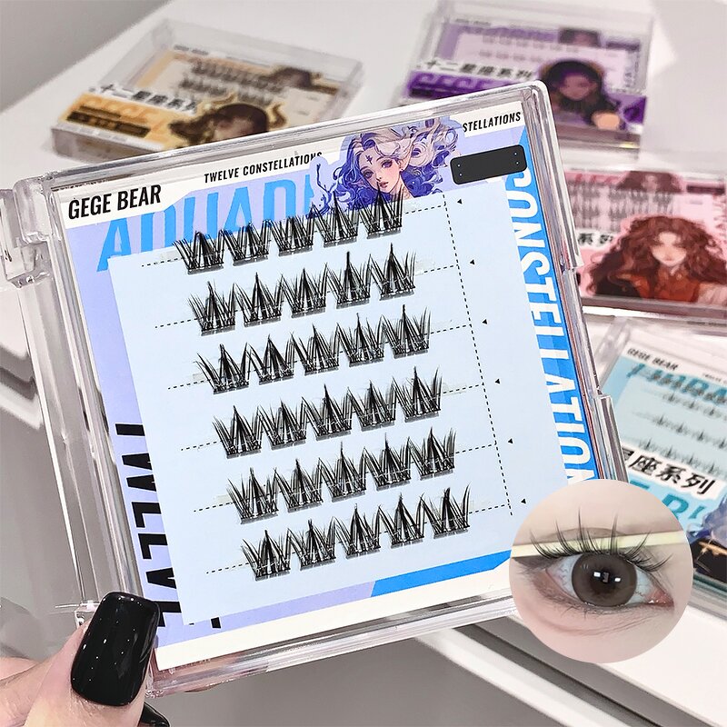False Eyelashes Manufacturer - Gege Bear 12 Constellation Series 3D Glue-free Waterproof Reusable Synthetic