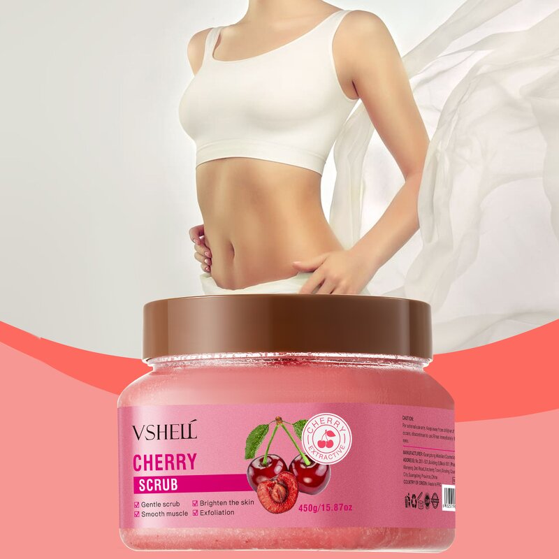 Body Scrub Manufacturer - Cherry Shea Butter Sea Salt Natural Vitamin C Hyaluronic Acid Whitening Exfoliating Cream