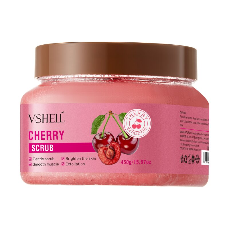 Body Scrub Manufacturer - Cherry Shea Butter Sea Salt Natural Vitamin C Hyaluronic Acid Whitening Exfoliating Cream