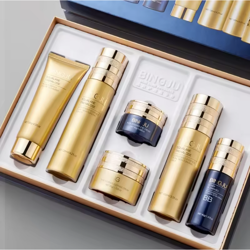 Skin Care Set Manufacturer - Private Label 8-Piece Luxury Natural Anti-Aging Golden Caviar Protein Vitamin C Whitening