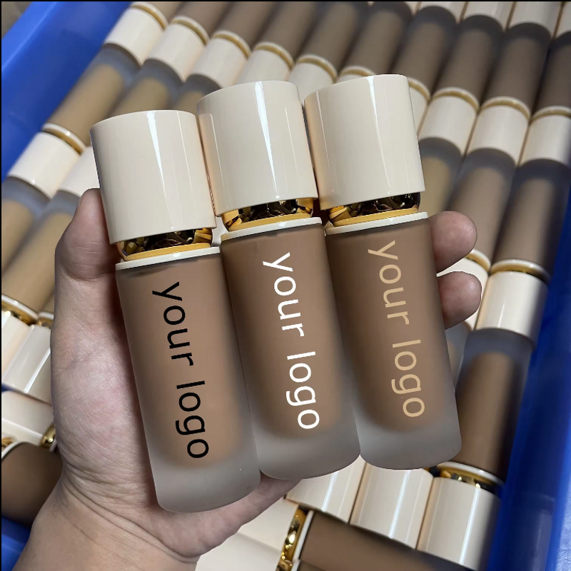 Foundation Manufacturer - Vegan Luxury Full Coverage Gold Bottle Private Label Sunscreen Wholesale Natural Powder Dark Skin Formula