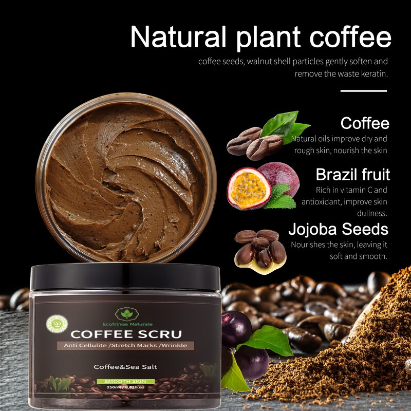 Body Scrub Manufacturer - Factory Priced Natural Coffee Whitening Vitamin C Cream Customizable Mass Supply Body Exfoliation Mud Formula