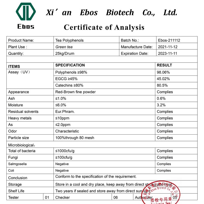 Green Tea Extract Powder - 98% Food Grade Wholesale Price For Sale