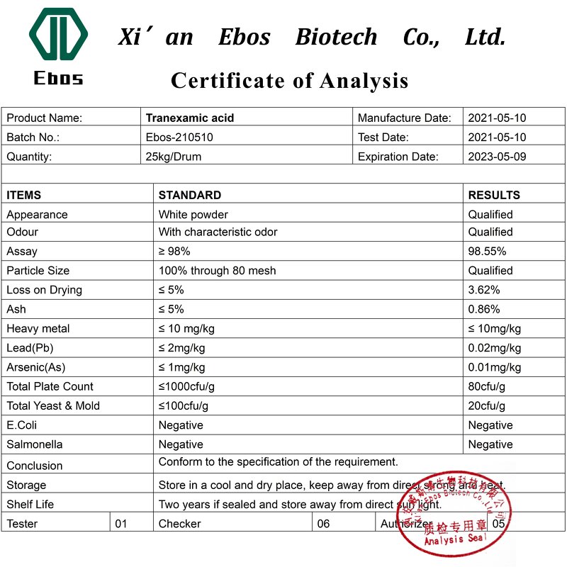 Tranexamic Acid Powder - 100% Pure Transamin & Factory Supply
