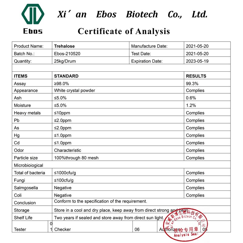 Trehalose Dihydrate - Cosmetic Grade Moisturize CAS 99-20-7 & Factory Price