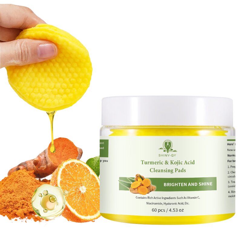 Cleansing Pads Manufacturer - Hot Selling Low Moq Private Label Dark Spots Remover Kojic Acid Turmeric Cleansing Pads
