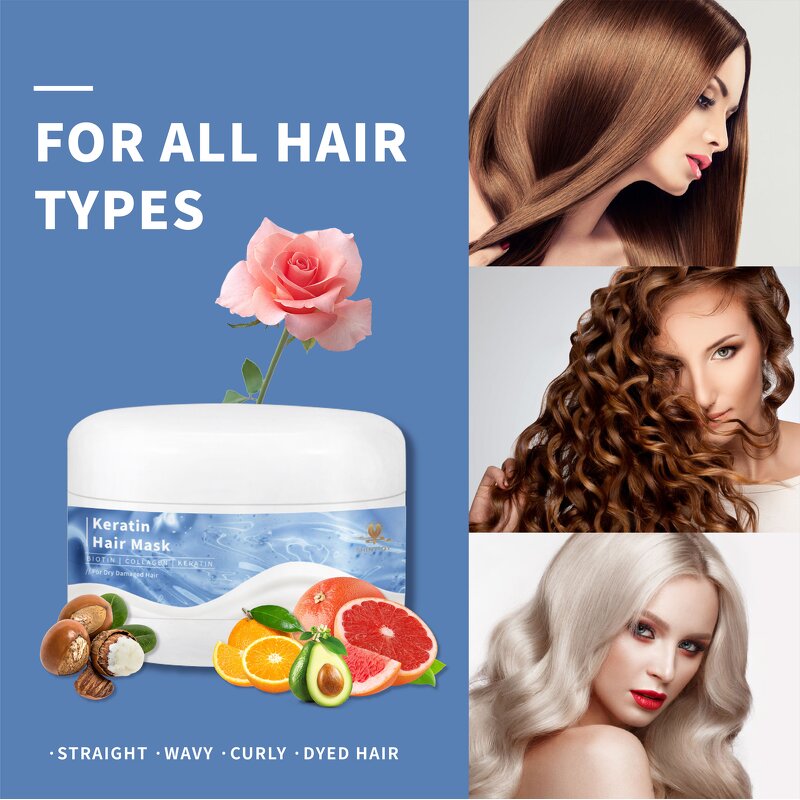 Hair Mask Manufacturer - Private Label Natural Organic Biotin Keratin Repair Curly Argan Oil Hair Mask