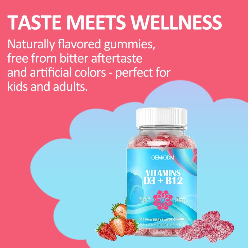 Vegan Vitamin D3 B12 Gummies Manufacturer - Adult Energy Immune Support Custom Formula