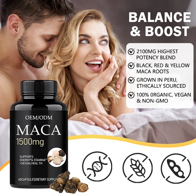 Maca Ginseng Capsules OEM Manufacturer - Men's Energy Hormone Balance Herbal Custom