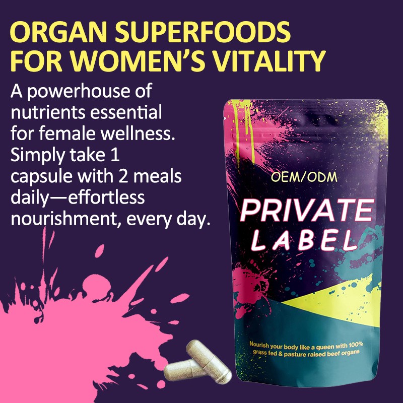 Beef Organ Capsules Factory Direct - Grass-Fed Hormone Balance Animal Extract Custom