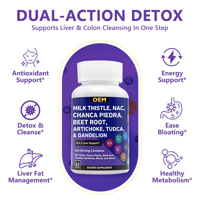 Liver Cleanse Supplement Factory - Herbal Detox Milk Thistle NAC Custom