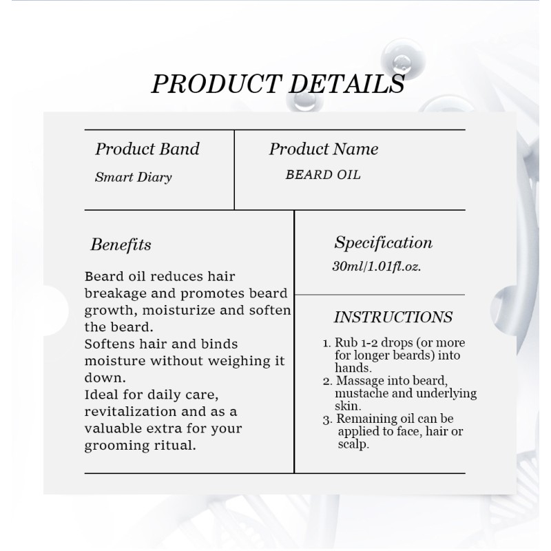 Beard Oil Supplier - OEM Men's Forrest Gum Moisturizing Growth Care Oil