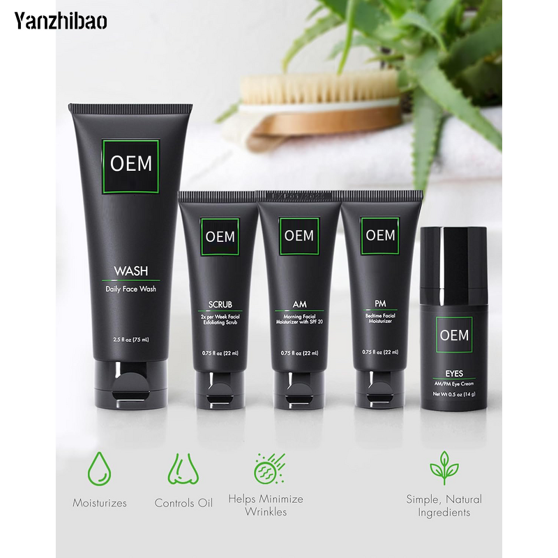Skin Care Set Manufacturer - Men's Advanced Routine with Face Wash Scrub Two Moisturizers Eye Cream for Hydrated Skin
