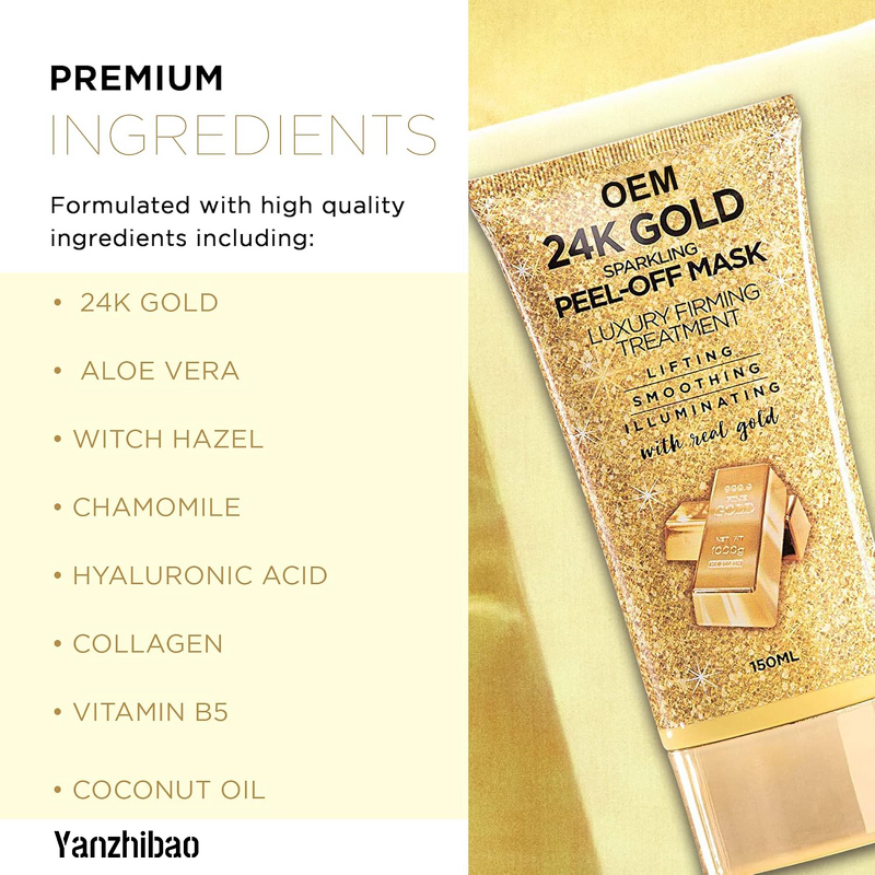 Face Mask Manufacturer - 24K Gold Firming Peel Off for Anti Aging Lifting Illuminating Revitalizing Hyaluronic Acid Collagen