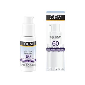 Sunscreen Manufacturer - Private Label SPF 60 Serum 1.7oz Fragrance-Free Vitamin E Glycerin Moisturizing
