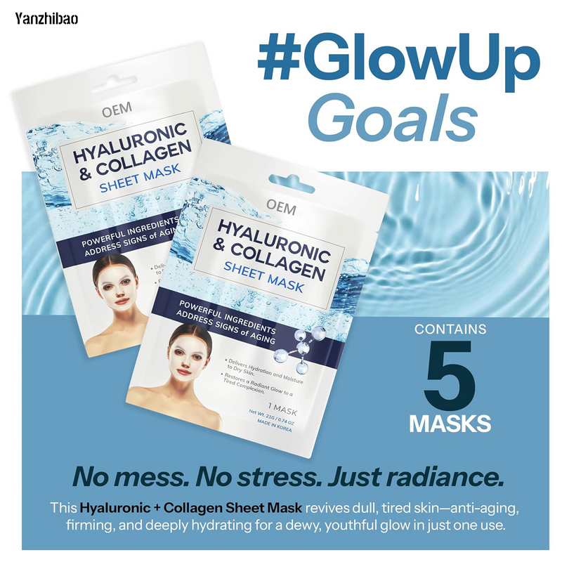 Face Mask Manufacturer - Hyaluronic Acid Collagen Sheet for Anti-Aging Firming Natural Ingredients All Skin Types