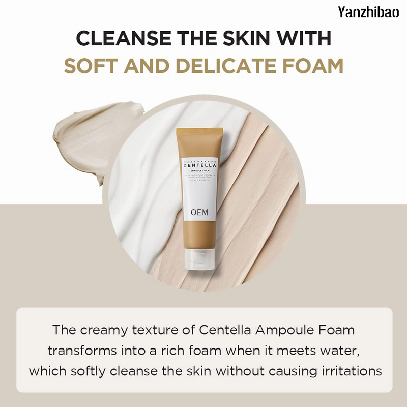 Facial Cleanser Manufacturer - Private Label Centella Ampoule Foam 4.22oz Low pH with Natural Soda Glycerin