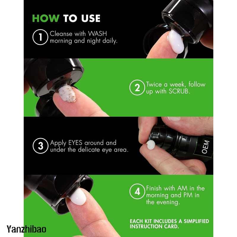 Skin Care Set Manufacturer - Men's Advanced Routine with Face Wash Scrub Two Moisturizers Eye Cream for Hydrated Skin