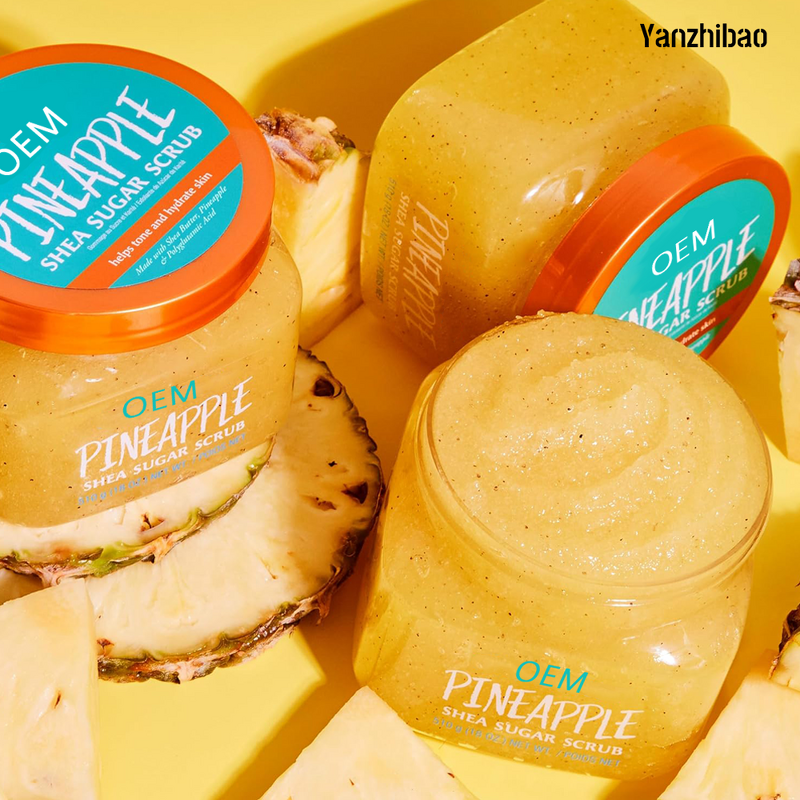Body Scrub Manufacturer - Pineapple Shea Sugar 18 Fl oz for Hydrating Dead Dry Skin Nourishment