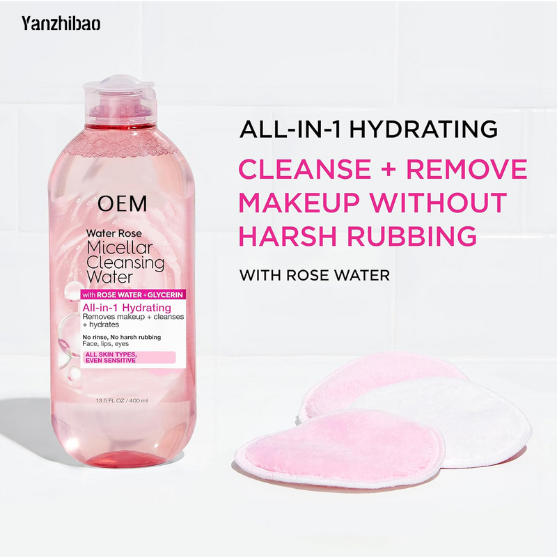 Cleanser Manufacturer - Vegan Micellar Water with Rose Glycerin for All Skin Types Makeup Remover
