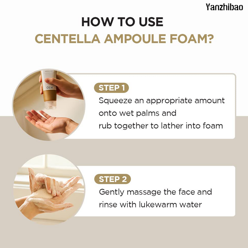 Facial Cleanser Manufacturer - Private Label Centella Ampoule Foam 4.22oz Low pH with Natural Soda Glycerin