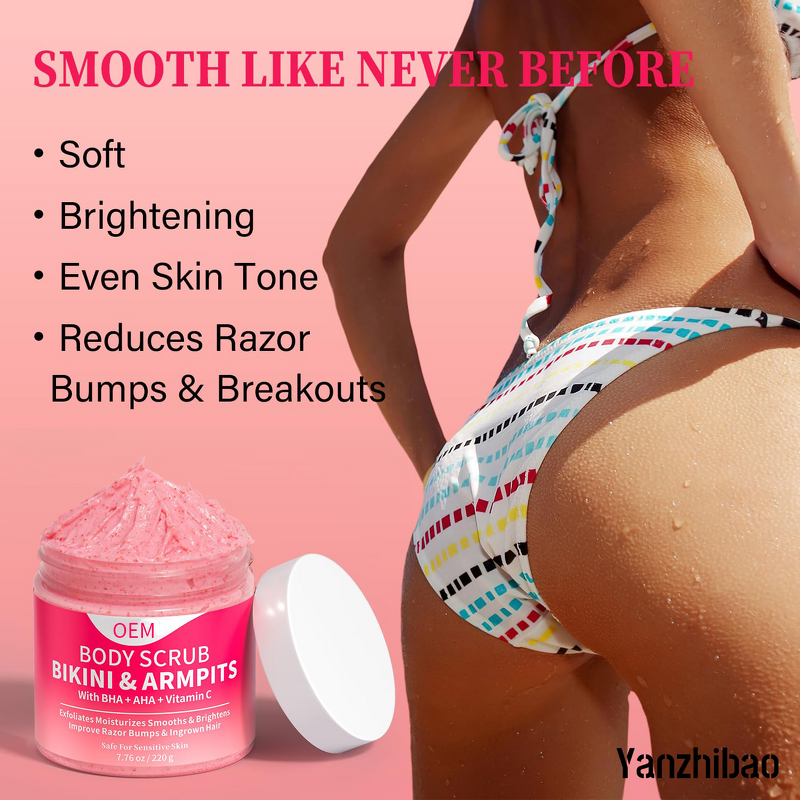 Body Scrub Manufacturer - OEM Bikini Area with 10% AHAs BHA Vitamin C for Ingrown Hair Dark Spots
