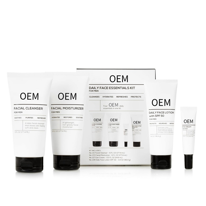 Skin Care Set Manufacturer - OEM Men's Daily Essential with Retinol Vitamin E Cleanser Moisturizer Eye Cream