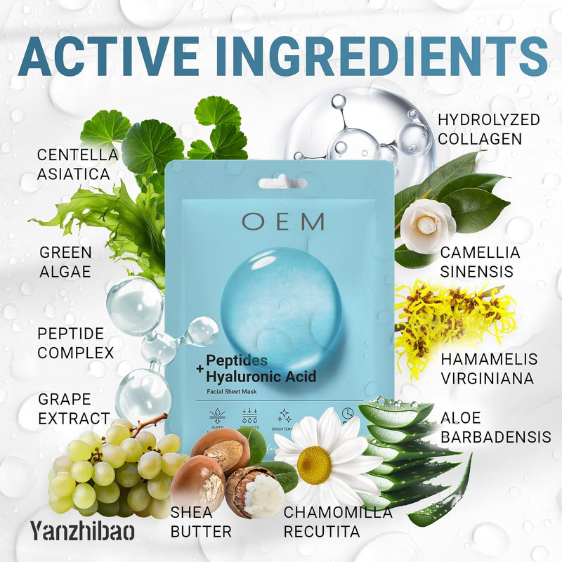 Face Mask Manufacturer - Hyaluronic Acid with Peptides Complex for Moisturizing Soothe Repair