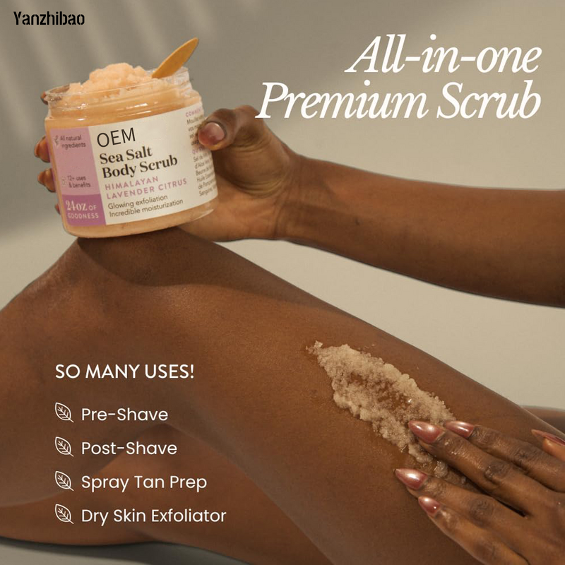 Body Scrub Manufacturer - OEM 24oz Coconut Vanilla for Natural Sea Salt Exfoliator Smooth Skin Vegan Cruelty-Free