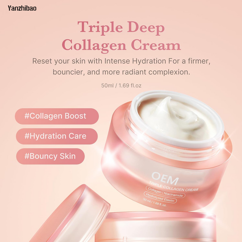 Face Cream Manufacturer - Triple Collagen 1.69oz with Hyaluronic Acid Elastin Shea Butter for Wrinkle Care