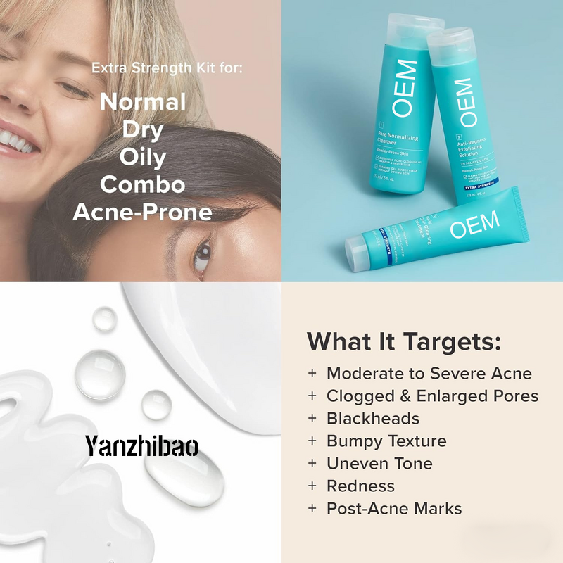 Skin Care Set Manufacturer - OEM Clear with Daily Cleanser Gentle Exfoliant Soothing for Acne Prevention Treatment