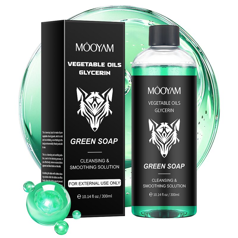 Cleaning Liquid Manufacturer - Vegetable Oils Glycerin Green Soap for Tattoo Pigment Blood Stain 300ml MOOYAM