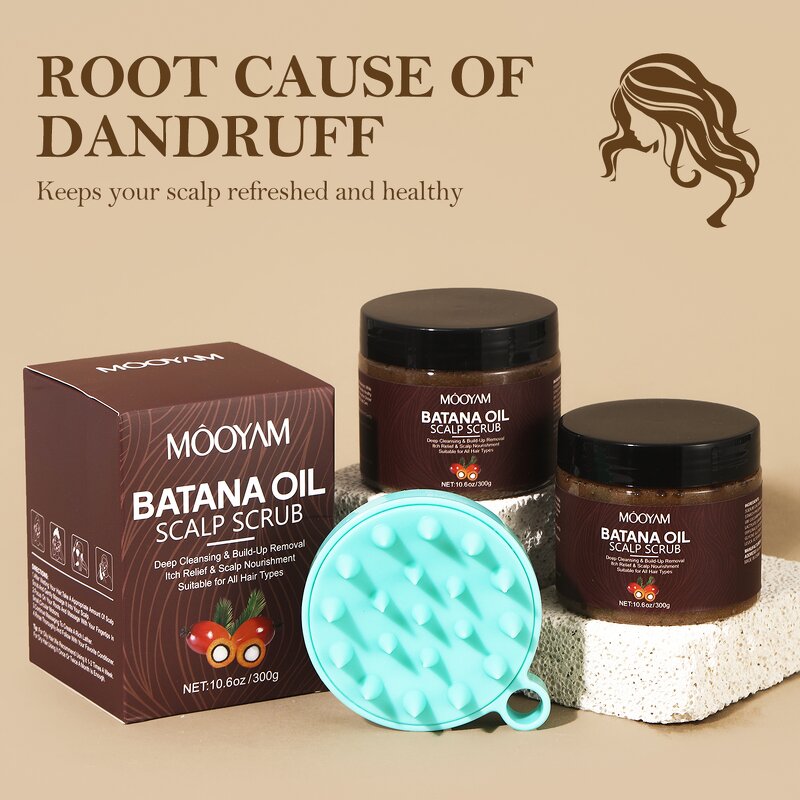 Hair Care Scrub Manufacturer - Batana Oil Scalp with Brush for Nourishing Moisturizing 300g Private Label OEM MOOYAM