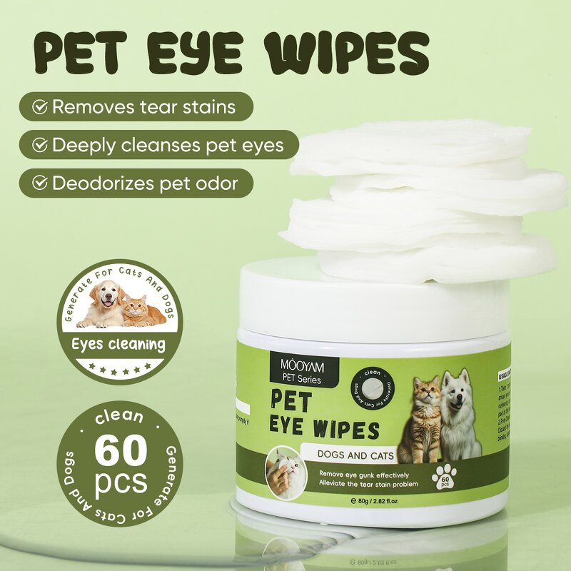 Pet Wipe Manufacturer - Eye Wipes for Dogs Cats Eye Gunk Tear Stain Removal 80g/300ml Private Label
