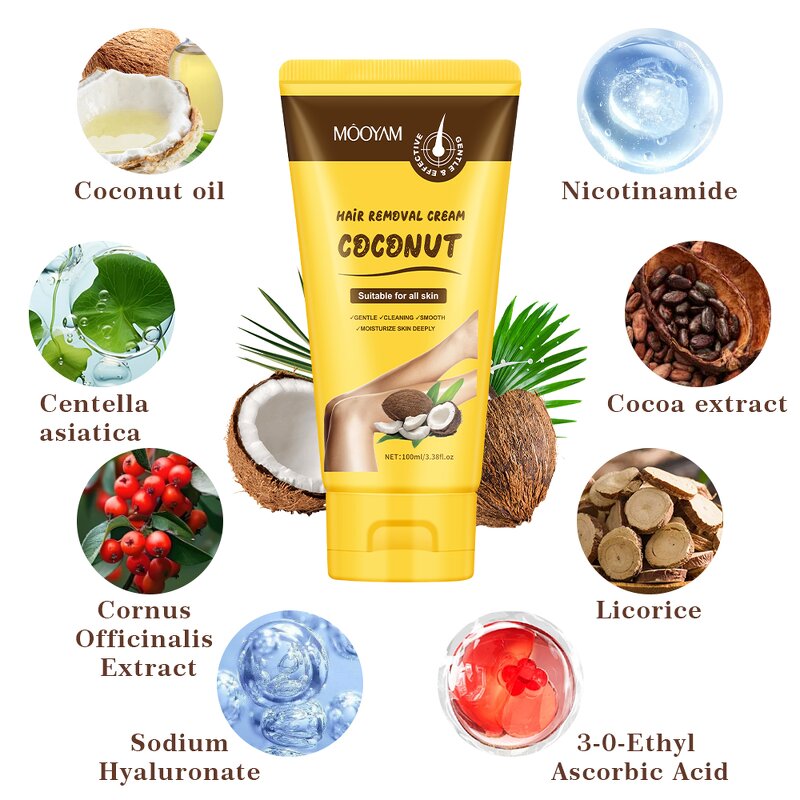 Hair Removal Cream Manufacturer - Coconut for Leg Arm Armpit Ingrown Hair Reduction MOOYAM