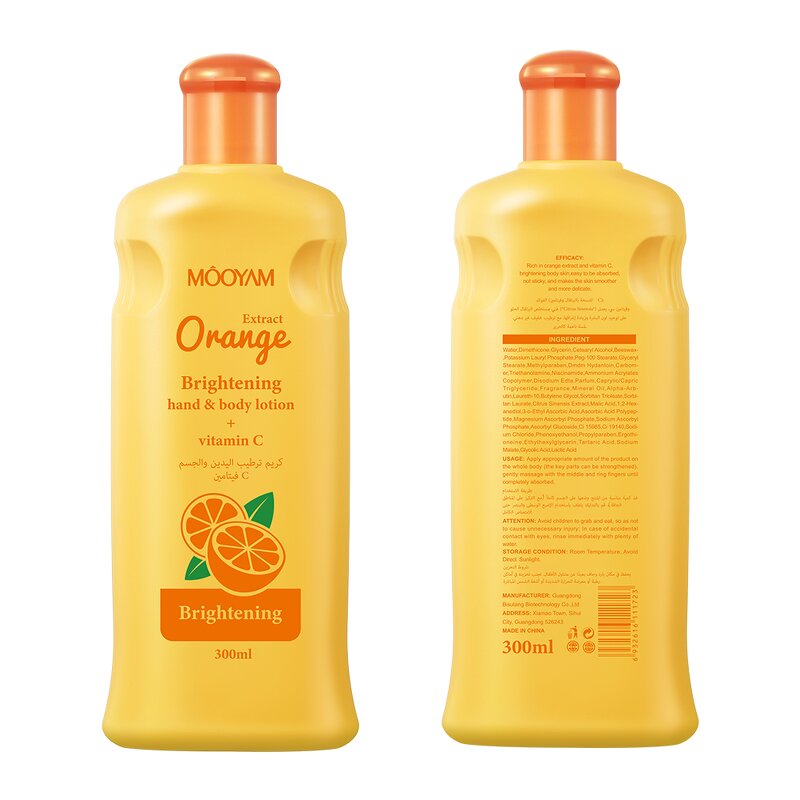 Body Lotion Manufacturer - Body Hand Whitening Orange Mango 300ml Vitamin C VE Private Label MOOYAM