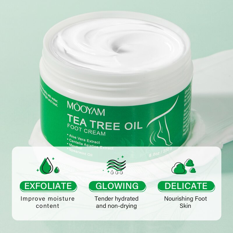 Foot Cream Manufacturer - Tea Tree Oil for Dry Skin Calluses Softening 250g OEM Wholesale Private Label MOOYAM