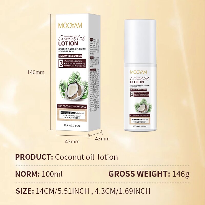 Face Lotion Manufacturer - Coconut Oil Hydrating 100ml Moisture Locking Private Label OEM MOOYAM