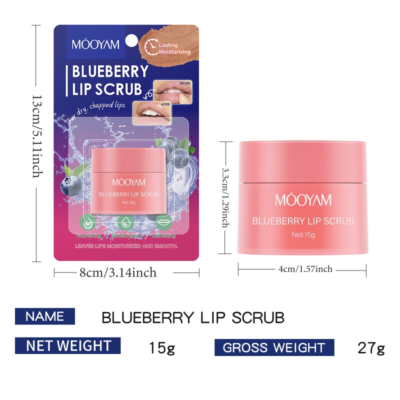 Lip Scrub Manufacturer - Peach Blueberry Watermelon 15g Exfoliating Lightening Private Label OEM MOOYAM