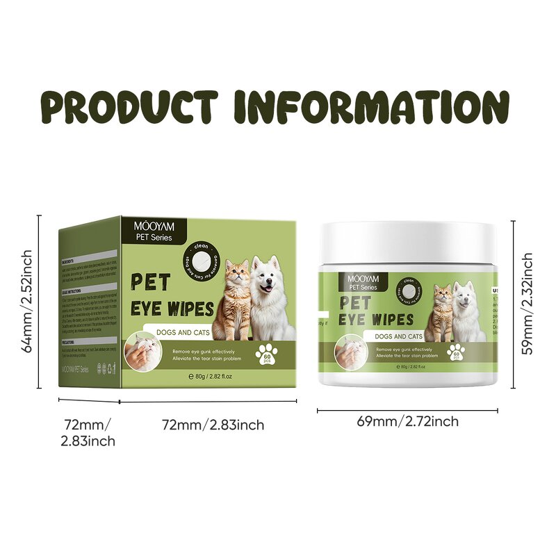 Pet Wipe Manufacturer - Eye Wipes for Dogs Cats Eye Gunk Tear Stain Removal 80g/300ml Private Label