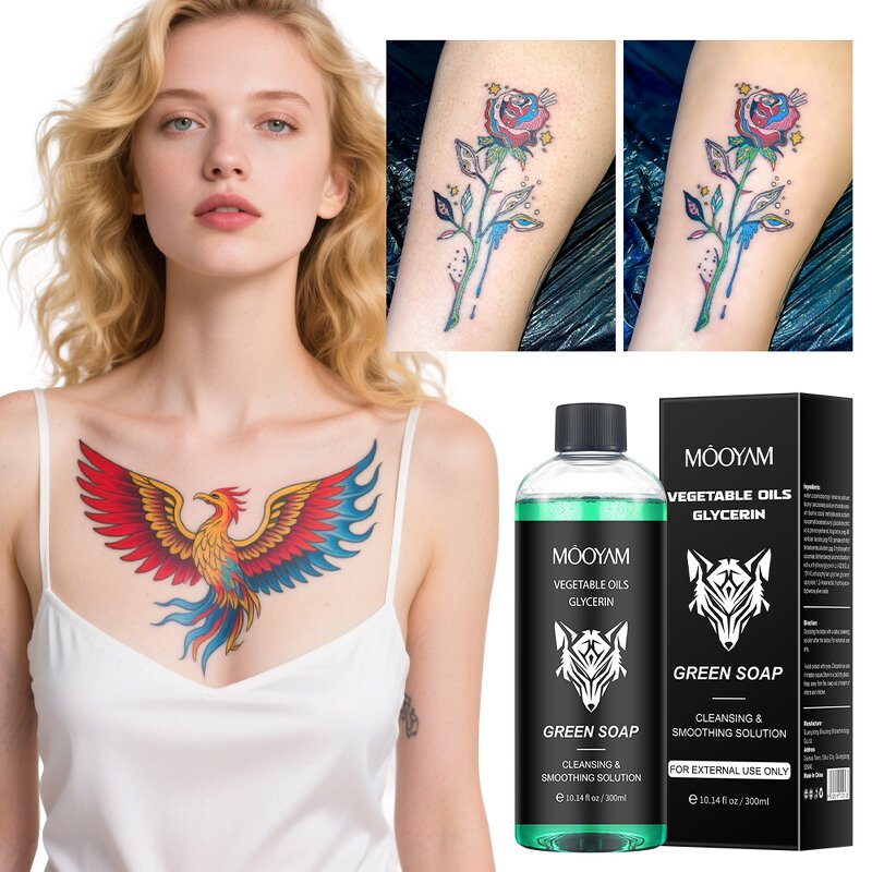 Cleaning Liquid Manufacturer - Vegetable Oils Glycerin Green Soap for Tattoo Pigment Blood Stain 300ml MOOYAM