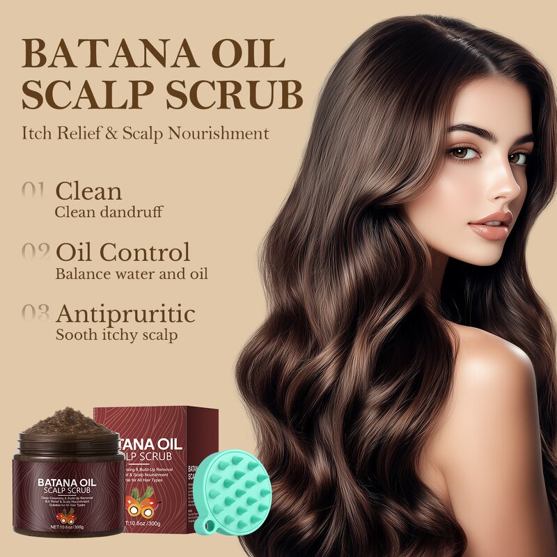 Hair Care Scrub Manufacturer - Batana Oil Scalp with Brush for Nourishing Moisturizing 300g Private Label OEM MOOYAM
