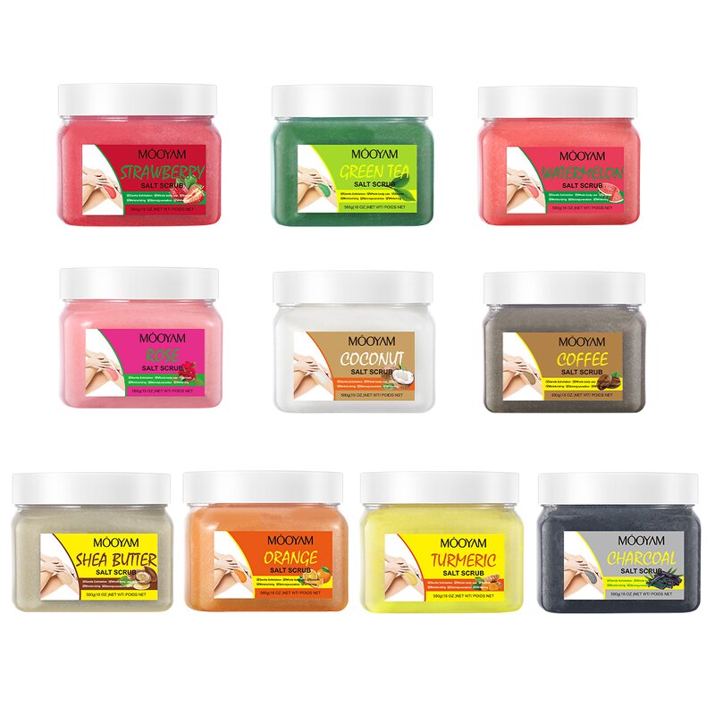 Body Scrub Manufacturer - 10 Flavors Salt Scrub 580g Exfoliating Soothing Whitening OEM/ODM MOOYAM