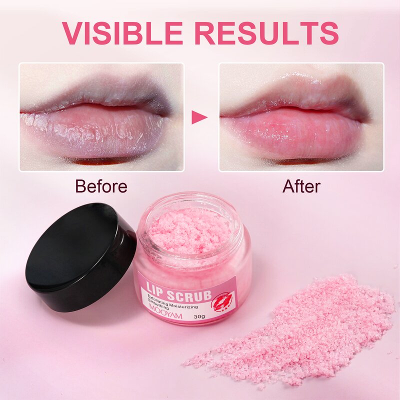 Lip Scrub Manufacturer - 2 in 1 Scrub Balm for Exfoliating Lightening Pink Salt Sugar Private Label MOOYAM