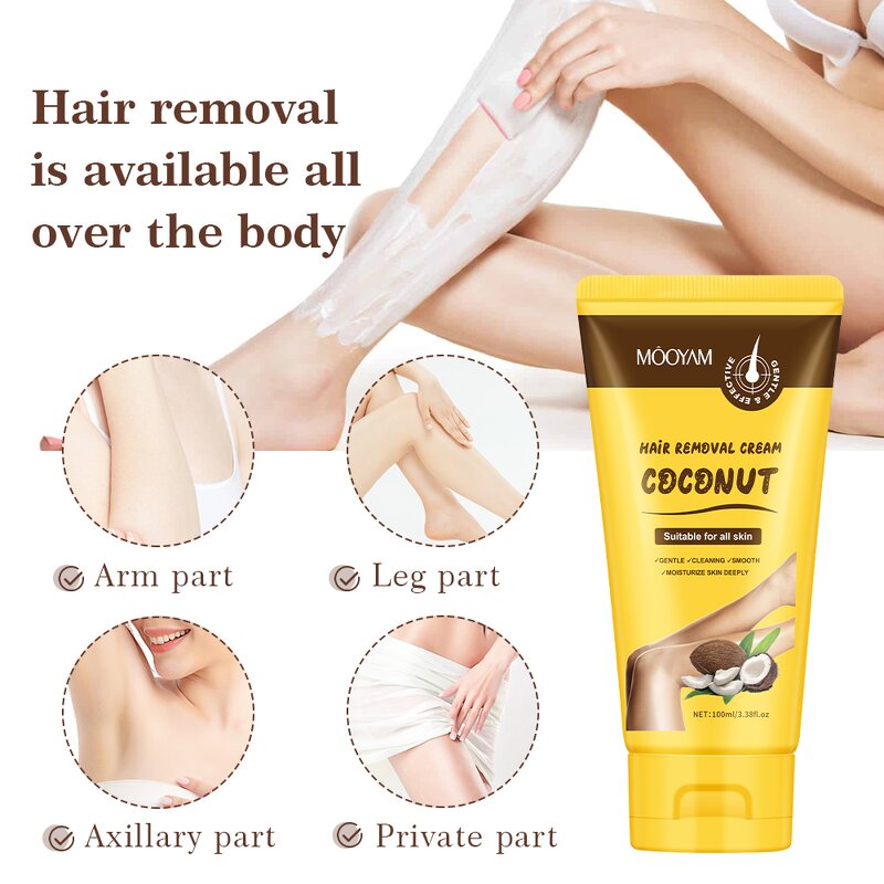 Hair Removal Cream Manufacturer - Coconut for Leg Arm Armpit Ingrown Hair Reduction MOOYAM