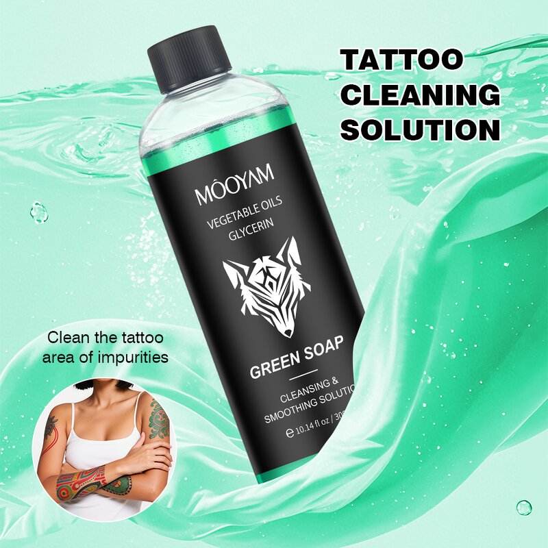 Cleaning Liquid Manufacturer - Vegetable Oils Glycerin Green Soap for Tattoo Pigment Blood Stain 300ml MOOYAM
